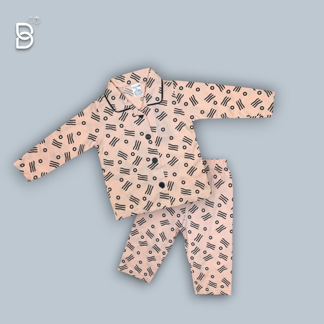 NEW BORN SOFT COTTON NIGHT SUITS PEACH COLOR