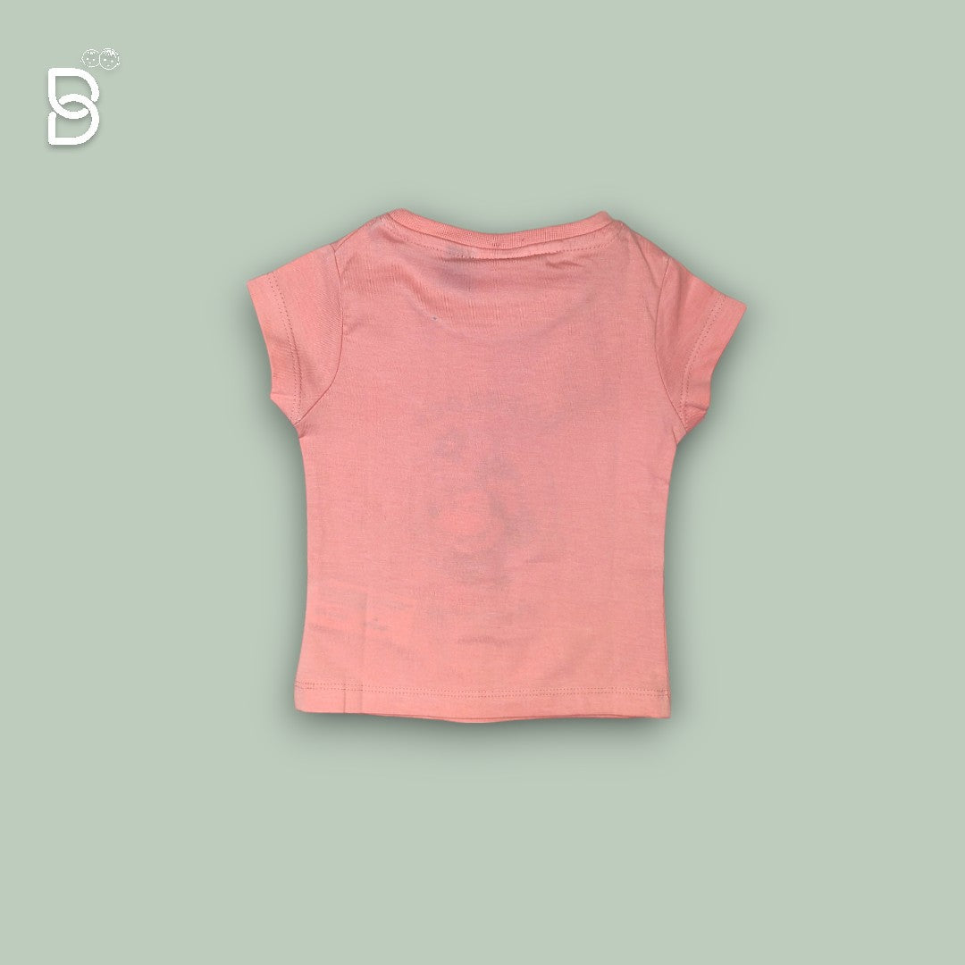 GIRLS COTTON T-SHIRT & NICKER PEACH