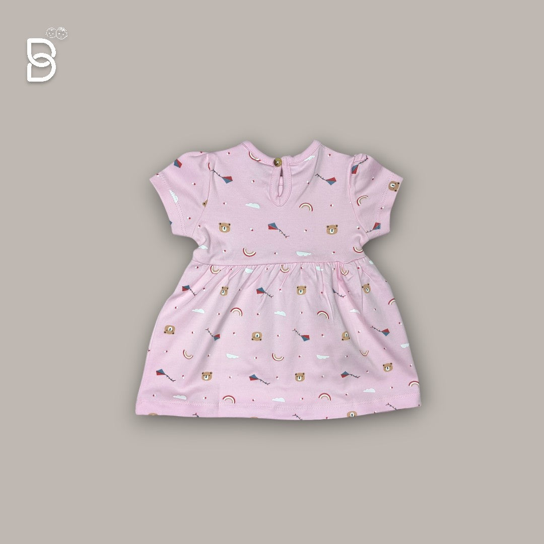 NEW BORN BABY GIRL COTTON FROCK PINK - NATURELLE