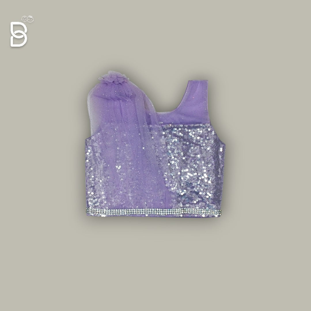 NEW BORN PARTY WEAR FROCK WITH HAIR BAND & SHOE PURPLE COLOR