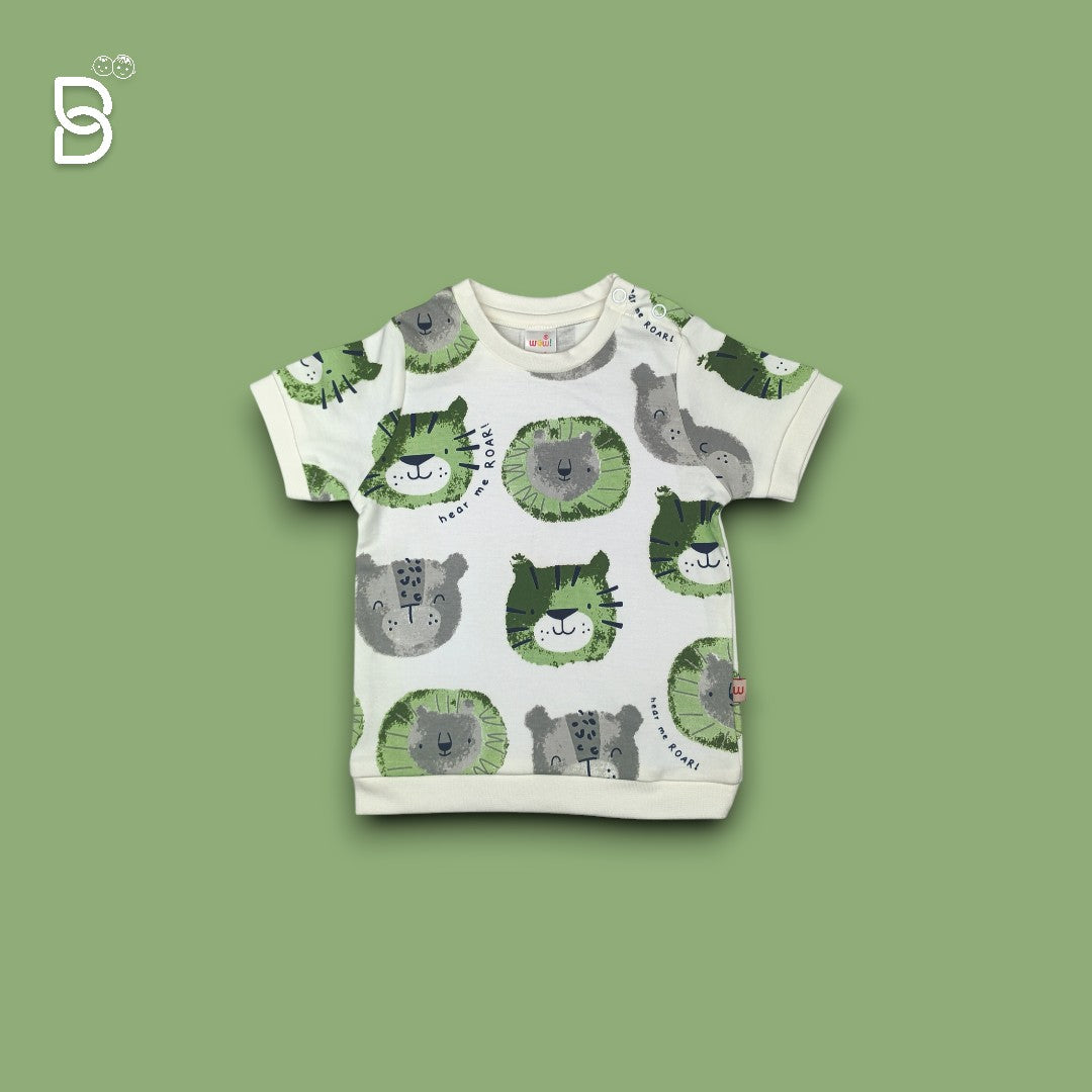 KIDS WHITE T-SHIRT GREEN NICKER