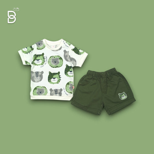 KIDS WHITE T-SHIRT GREEN NICKER
