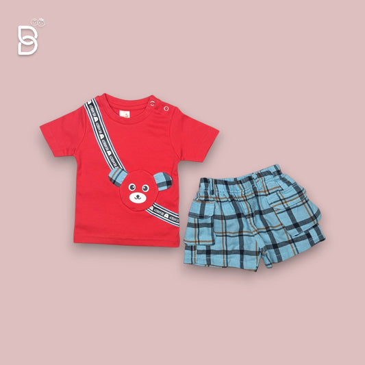 KIDS RED T-SHIRT GREY NICKER