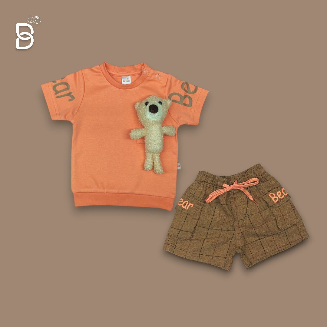 KIDS ORANGE T-SHIRT BROWN NICKER