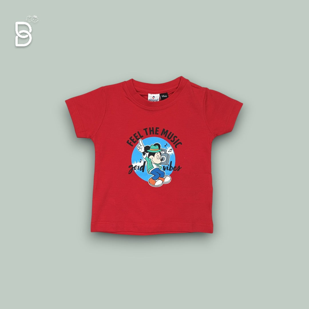 BOYS PRINTED T-SHIRT AND NICKER RED - OLLYPOOP