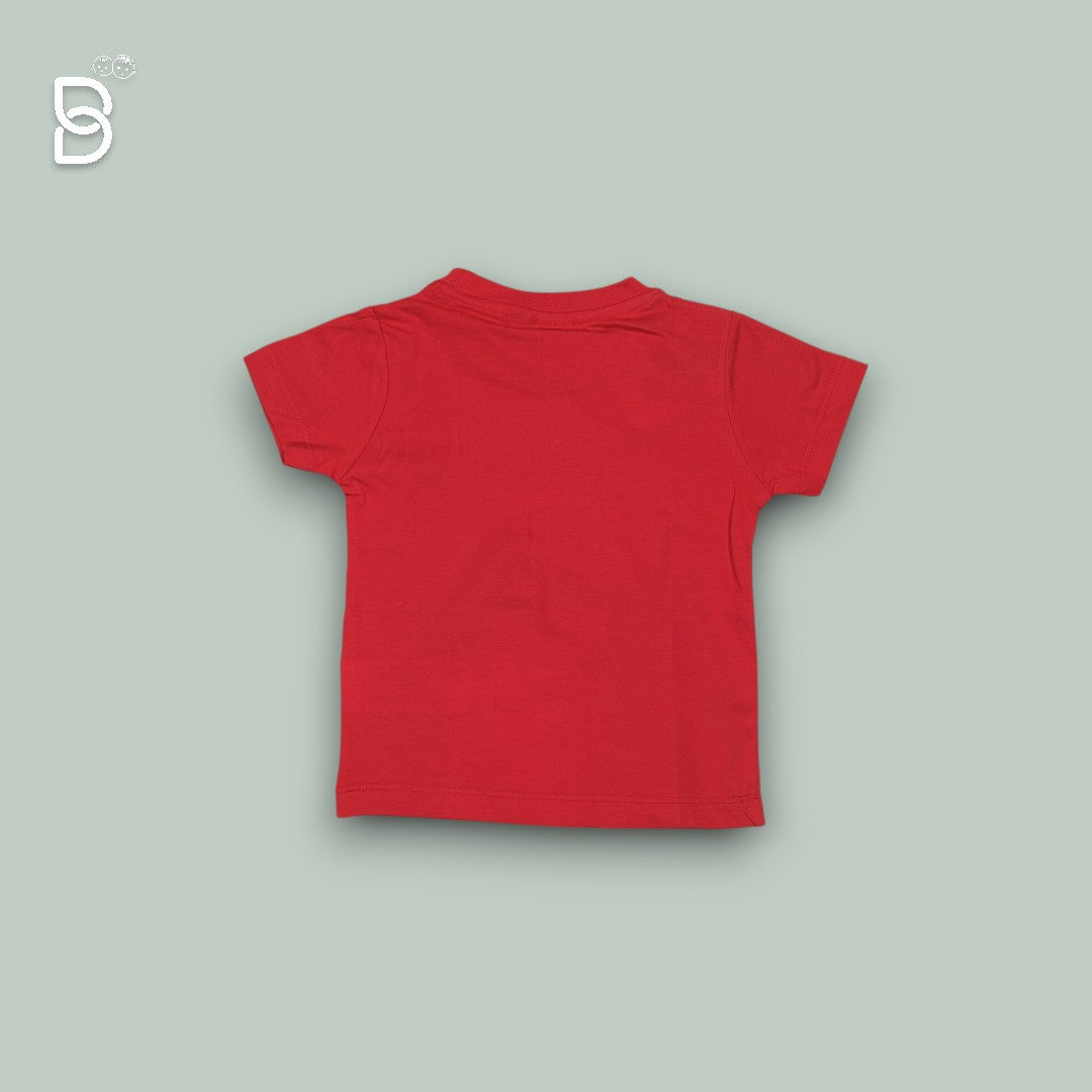 BOYS PRINTED T-SHIRT AND NICKER RED - OLLYPOOP