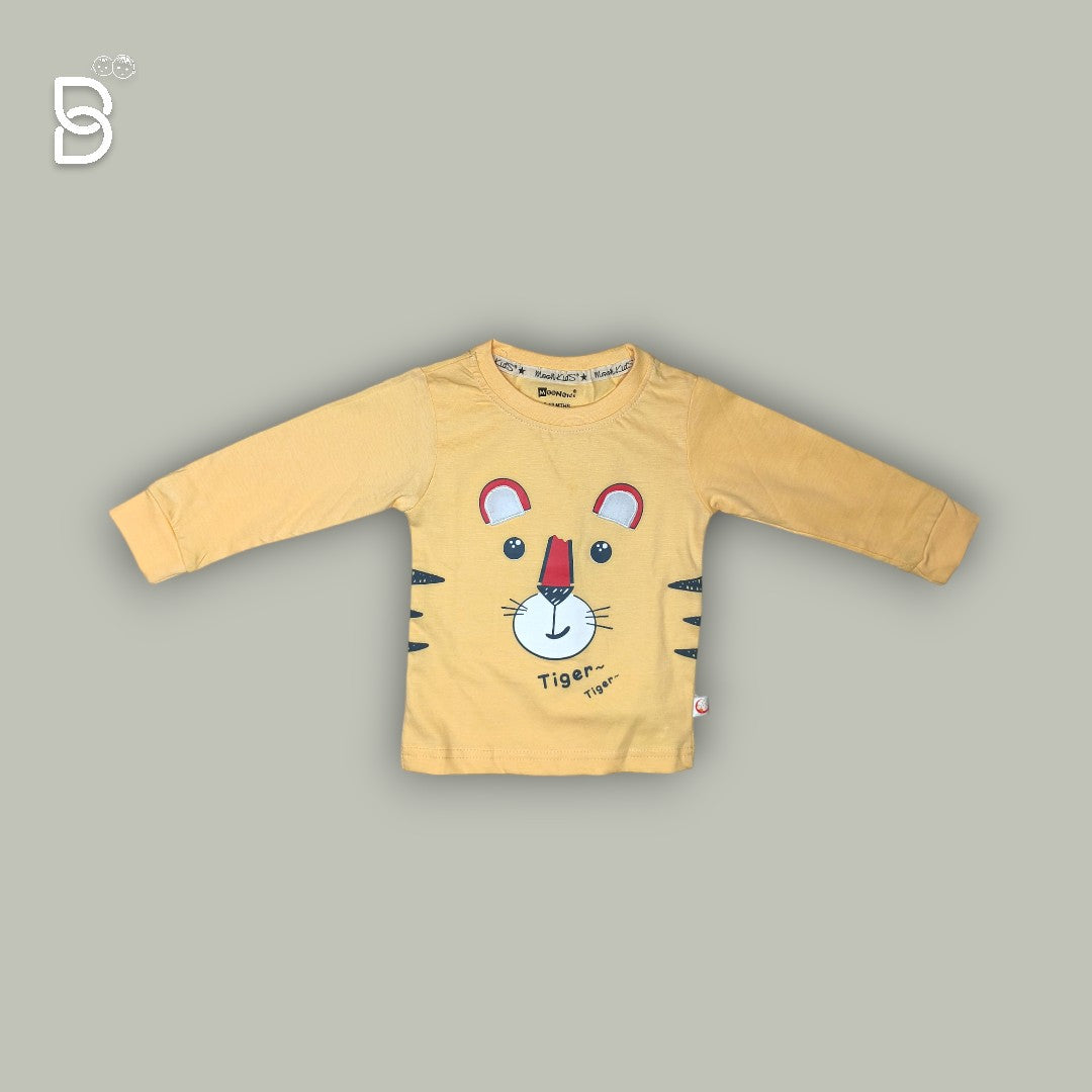 UNISEX YELLOW TIGER PRINTED T-SHIRT AND GREY PANT JOGGER SET - MOON KIDS