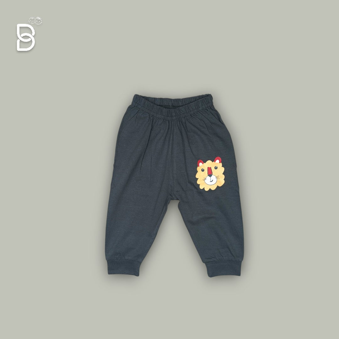 UNISEX YELLOW TIGER PRINTED T-SHIRT AND GREY PANT JOGGER SET - MOON KIDS