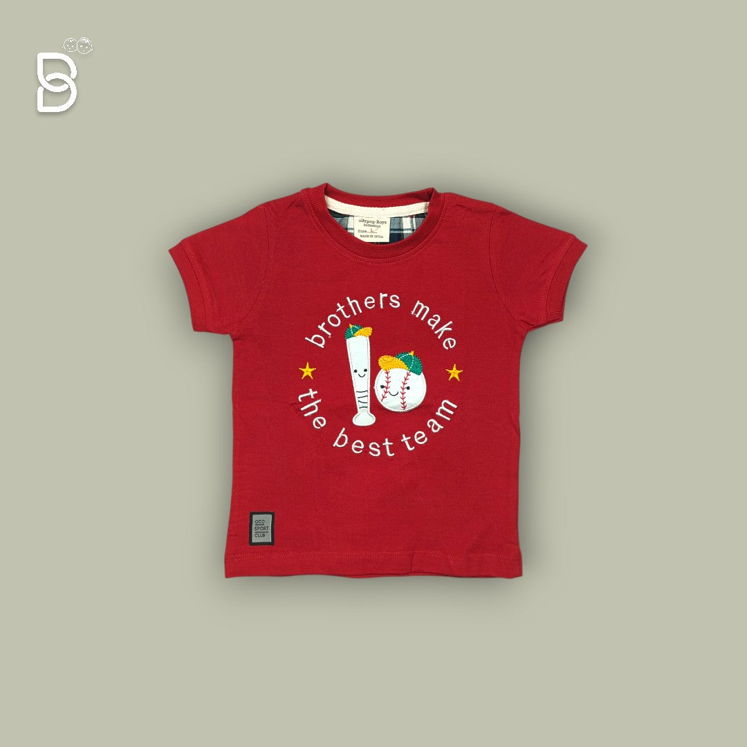 BOYS PRINTED T-SHIRT AND NICKER RED - OLLYPOP