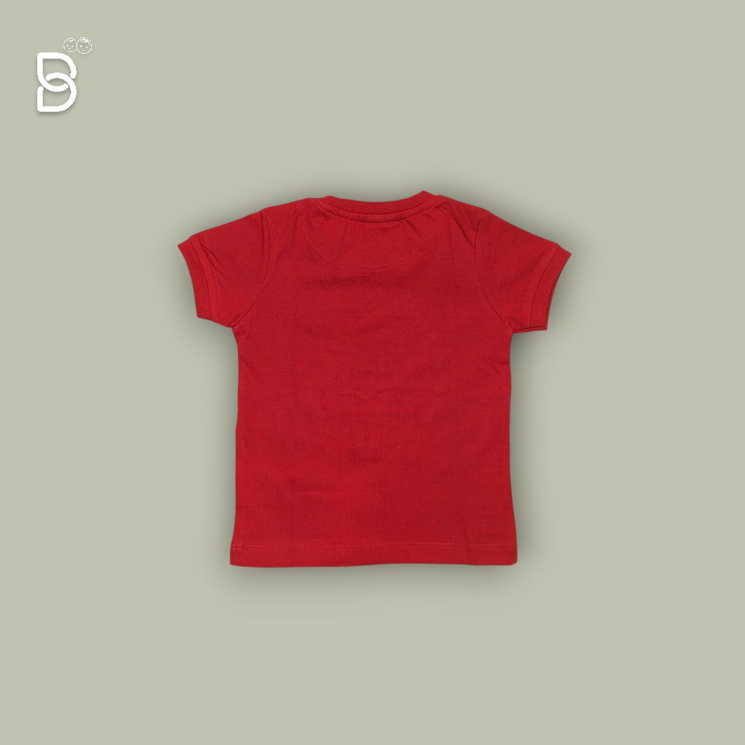 BOYS PRINTED T-SHIRT AND NICKER RED - OLLYPOP