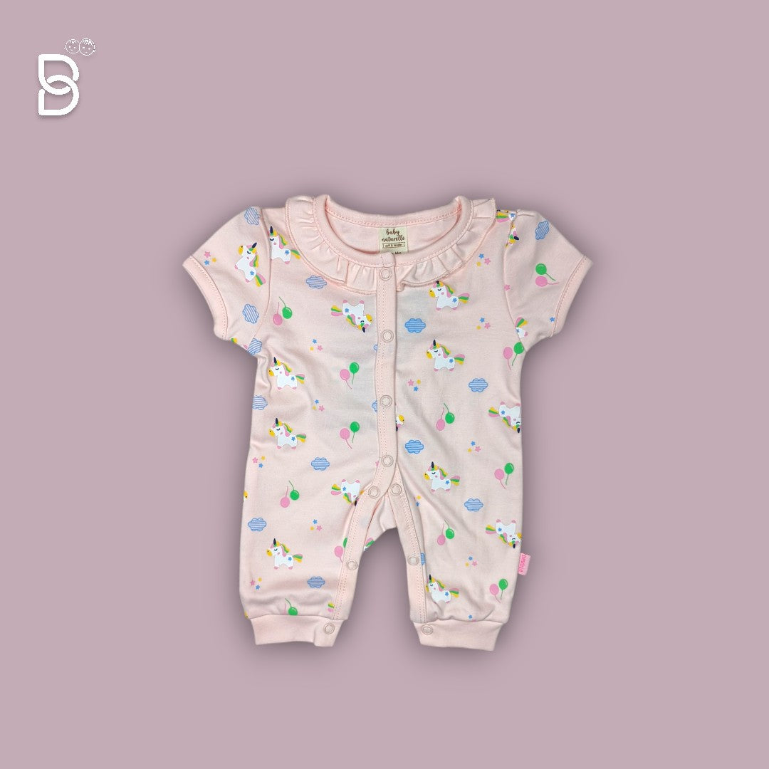 NEWBORN BABY HALF SLEEVES ROMPER PEACH - NATURELLE