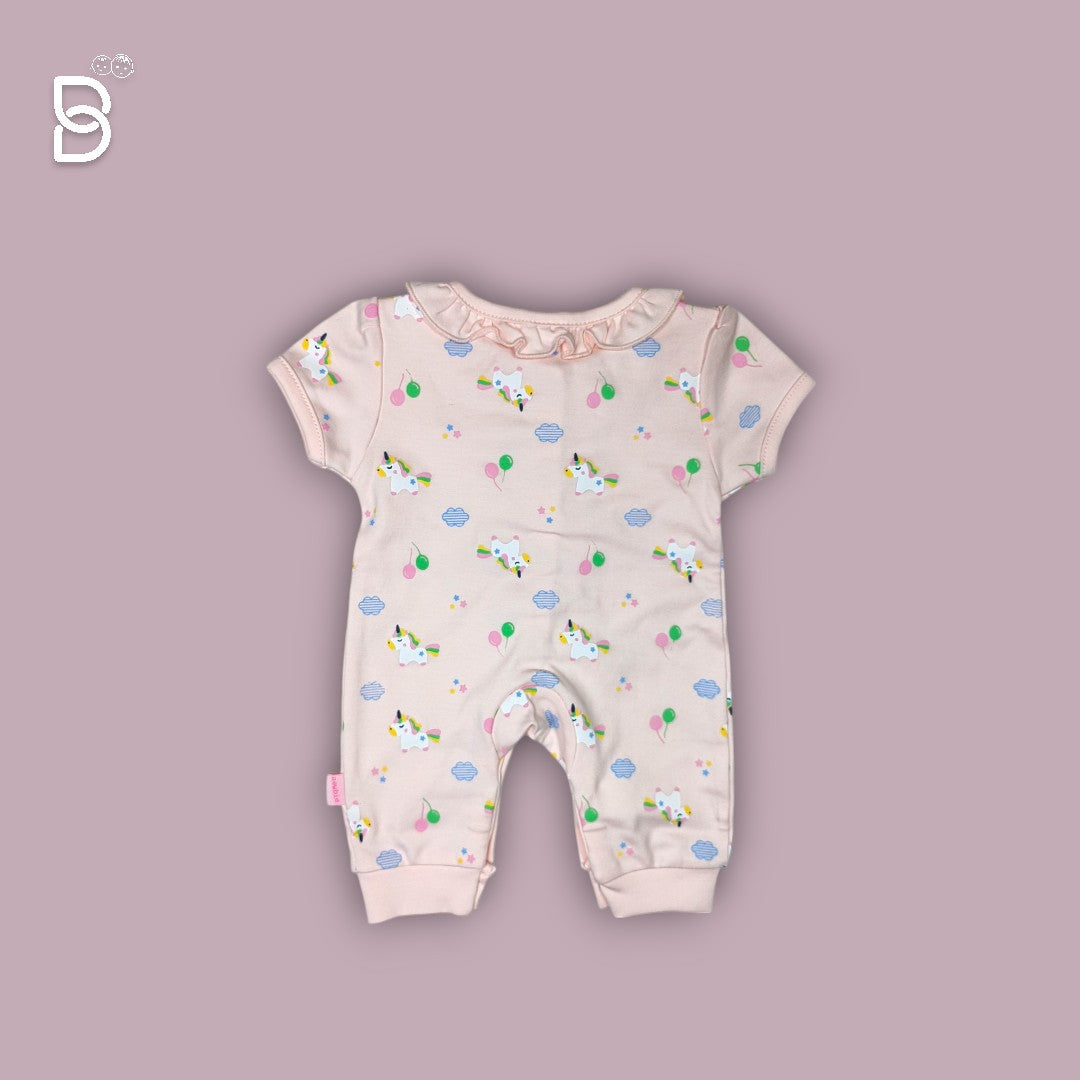 NEWBORN BABY HALF SLEEVES ROMPER PEACH - NATURELLE