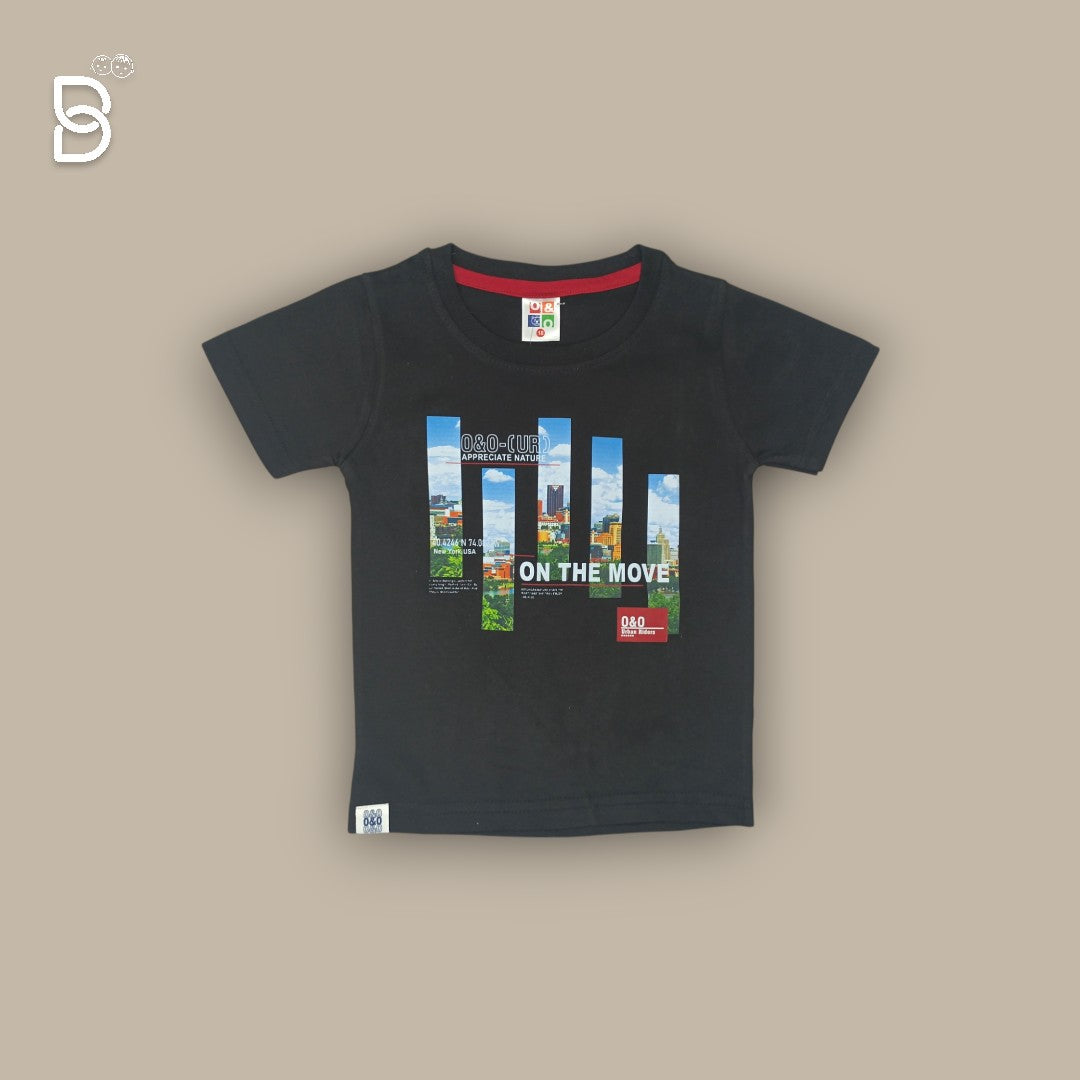 BOYS PRINTED T-SHIRT AND NICKER BLACK - O&O