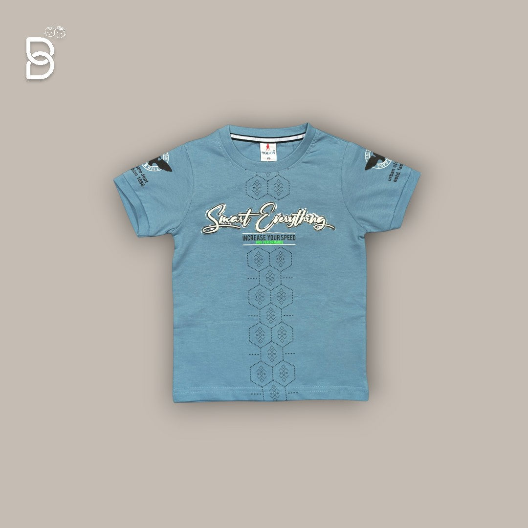 BOYS PRINTED T-SHIRT AND NICKER BLUE - TUDOS