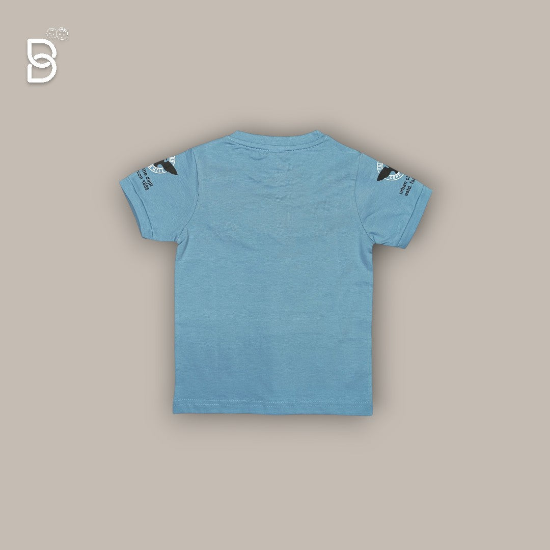 BOYS PRINTED T-SHIRT AND NICKER BLUE - TUDOS