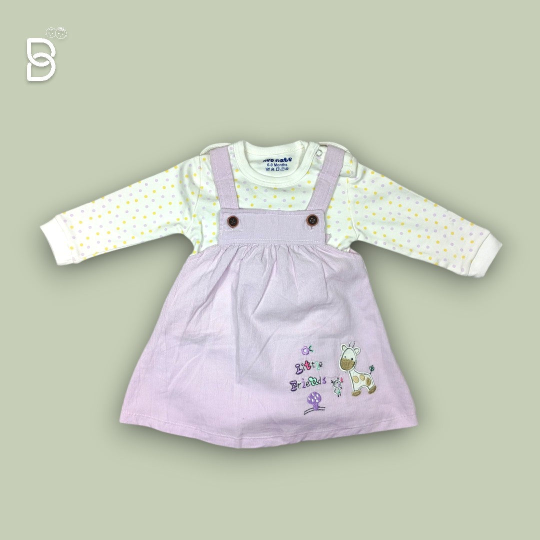 GIRLS COTTON PINAFORE DRESS WITH T-SHIRT PURPLE - NEO NATE