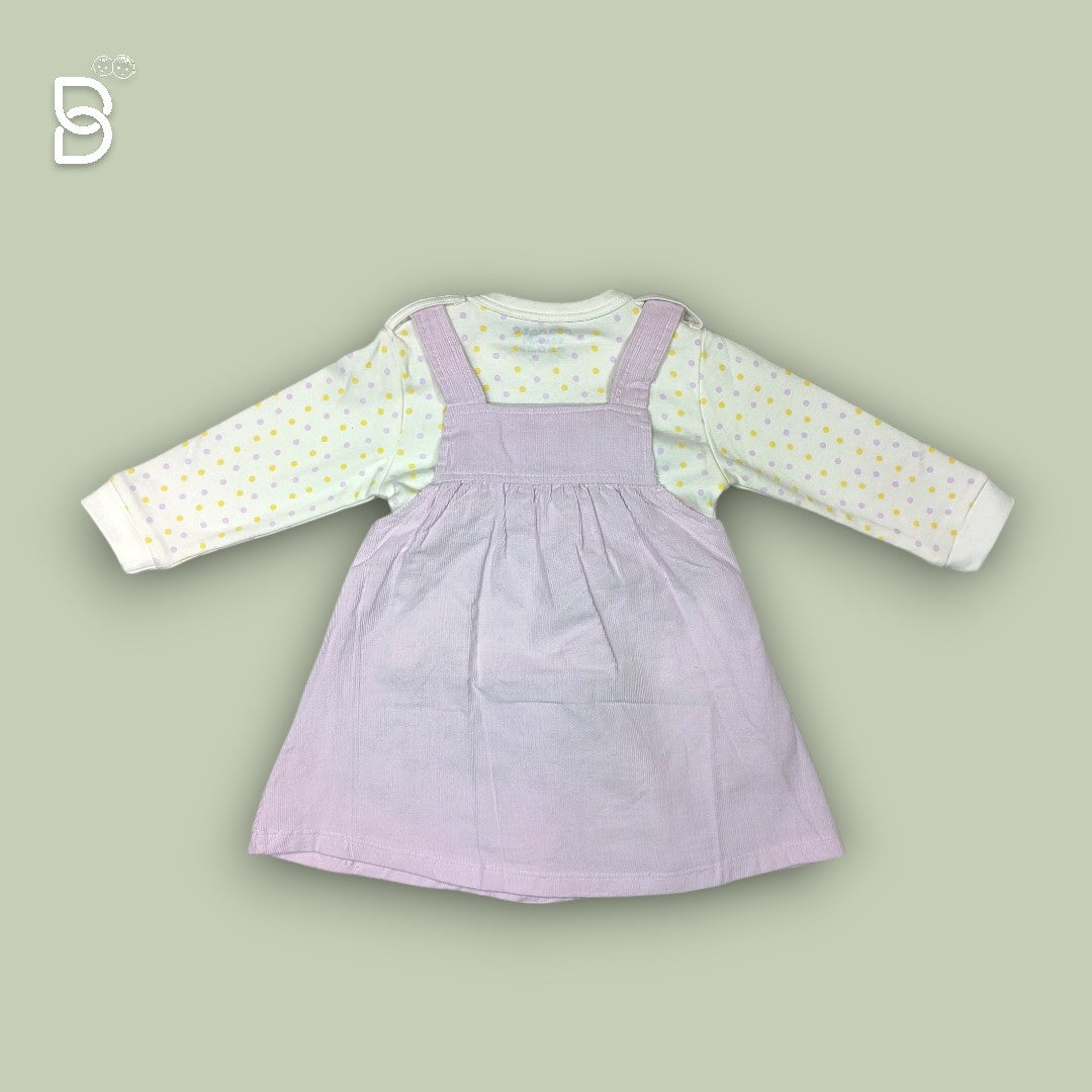 GIRLS COTTON PINAFORE DRESS WITH T-SHIRT PURPLE - NEO NATE
