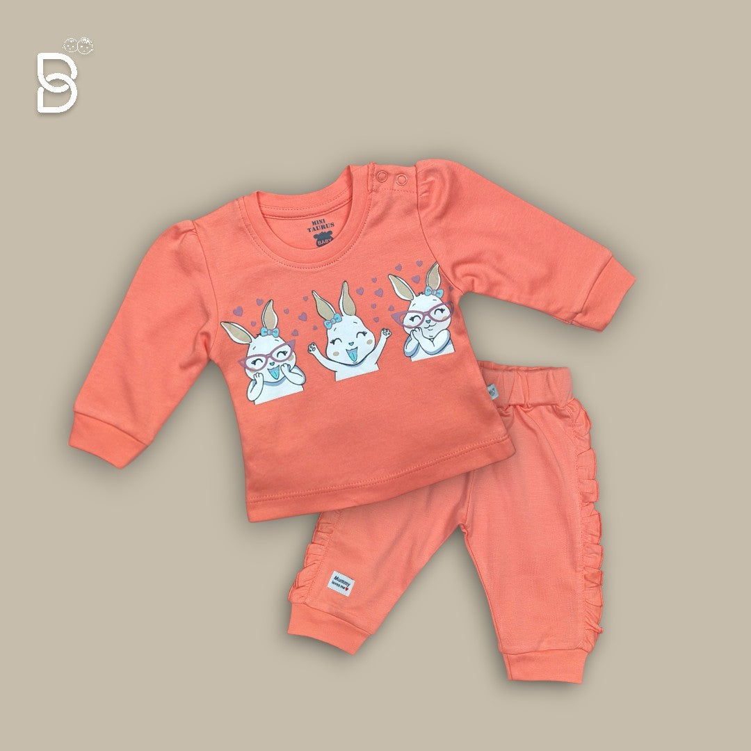 NEW BORN BABY GIRL JOGGER SET ORANGE - MINI TAURUS