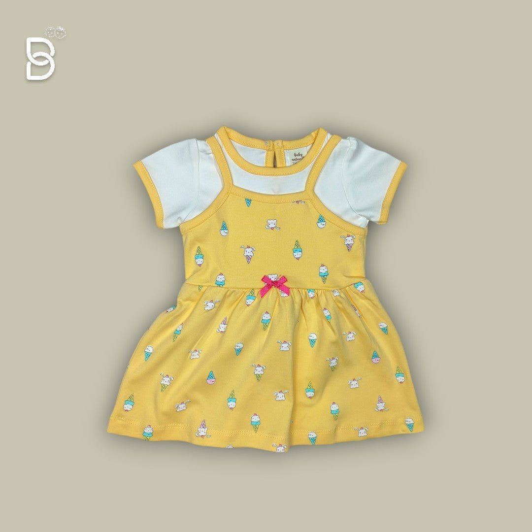 BABY GIRL COTTON FROCK YELLOW - NATURELLE
