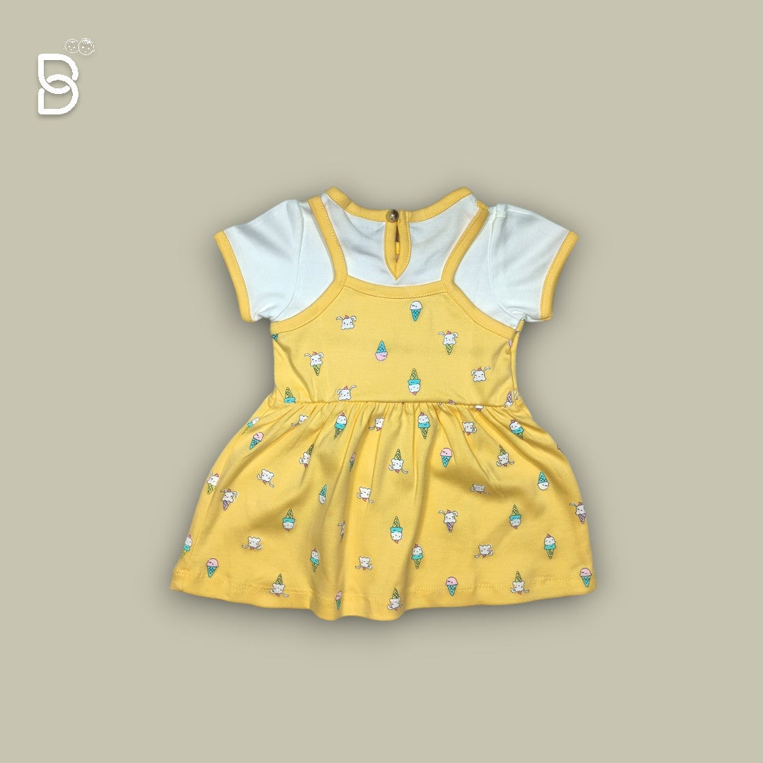 BABY GIRL COTTON FROCK YELLOW - NATURELLE