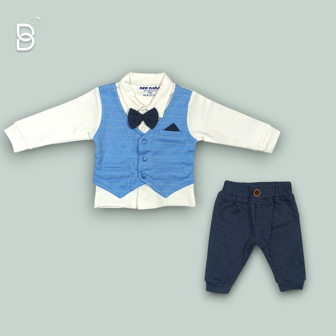 NEW BORN BABY BOY SHIRT AND JACKET WITH PANT