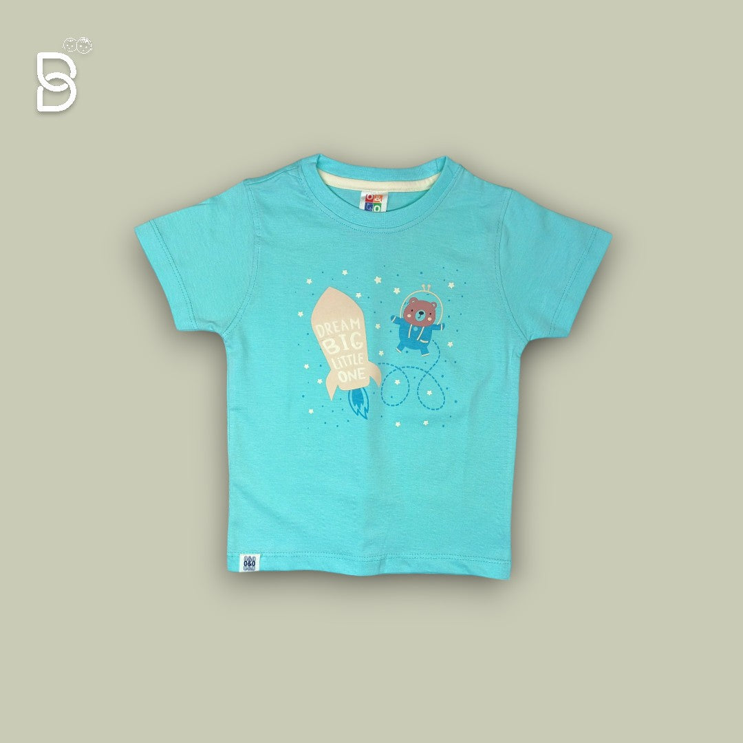 KIDS PRINTED T-SHIRT AND NICKER SKY BLUE - O&O