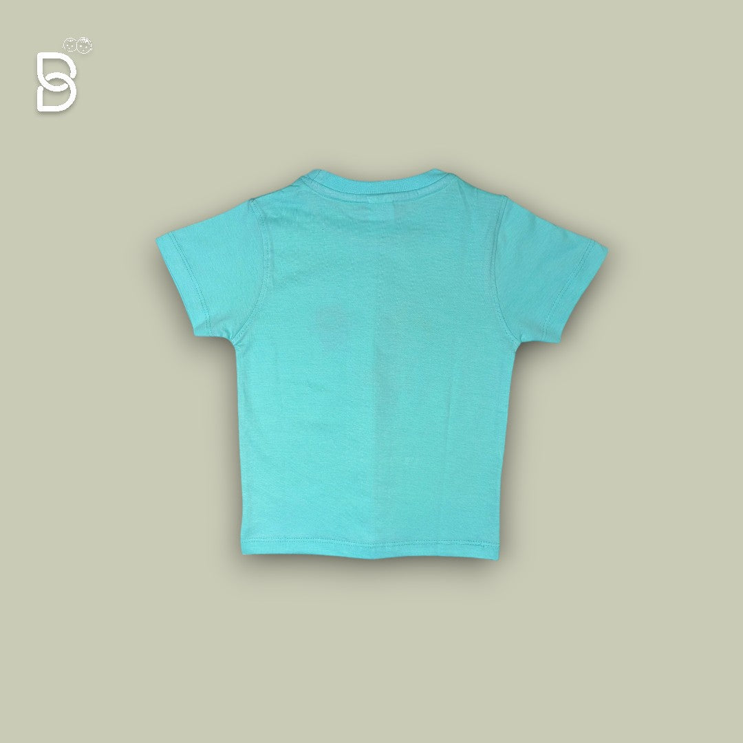 KIDS PRINTED T-SHIRT AND NICKER SKY BLUE - O&O