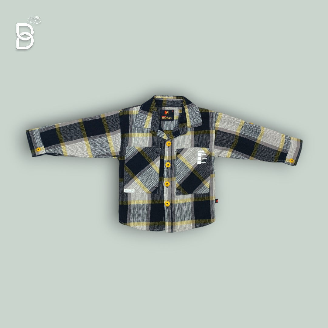 BOYS COTTON FULL SLEEVE T-SHIRT, SHIRT & PANT BLUE - NACHOS
