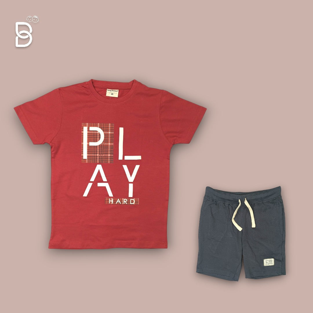 BOYS T-SHIRT & NICKER RED & GREY - OLLYPOP