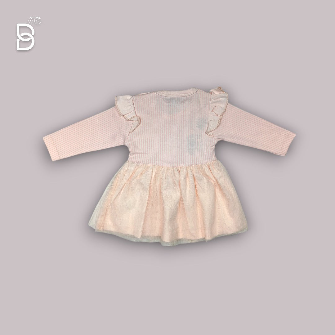 GIRLS COTTON FROCK & PANT PEACH COLOUR