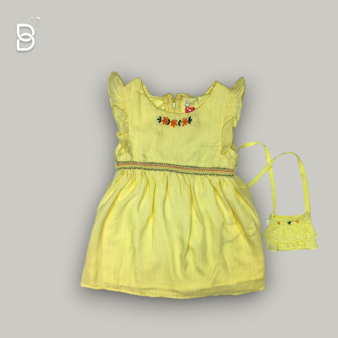 NEW BORN BABY FROCK YELLOW - JILAX