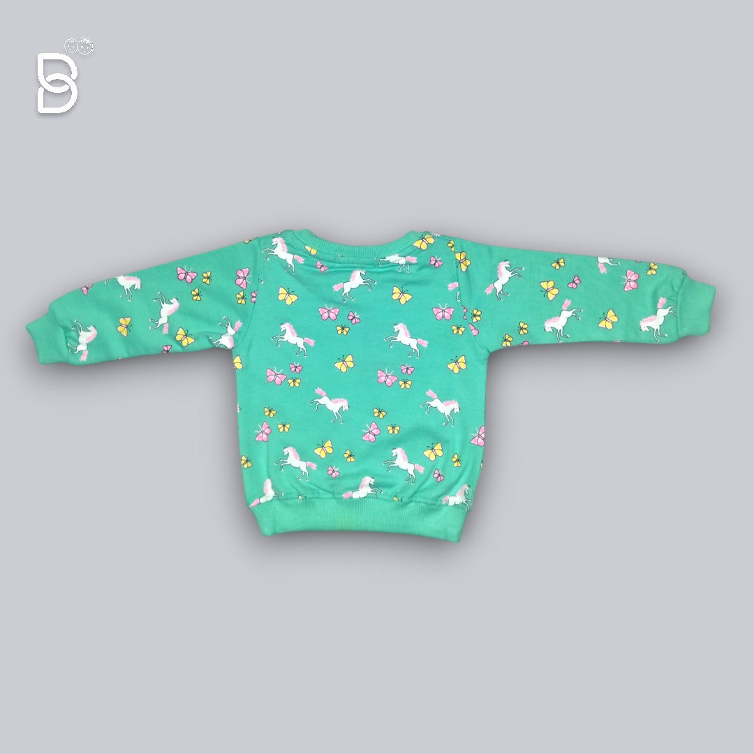 BABY GIRL PURE COTTON PRINTED T-SHIRT FLOURESCENT GREEN - BUDDIES