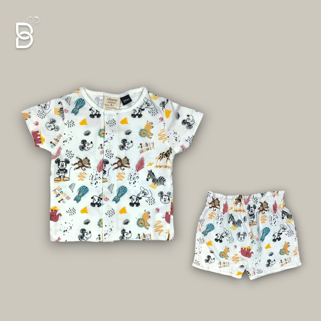 KIDS SHORT SLEEVES FULL PRINTED T-SHIRT & NICKER UNISEX MULTI - OLLYPOP