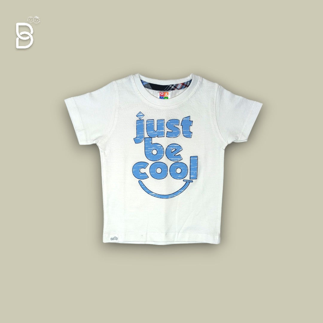 KIDS CASUAL WEAR T-SHIR & CHECKERED NICKER WHITE & BLUE - O&O