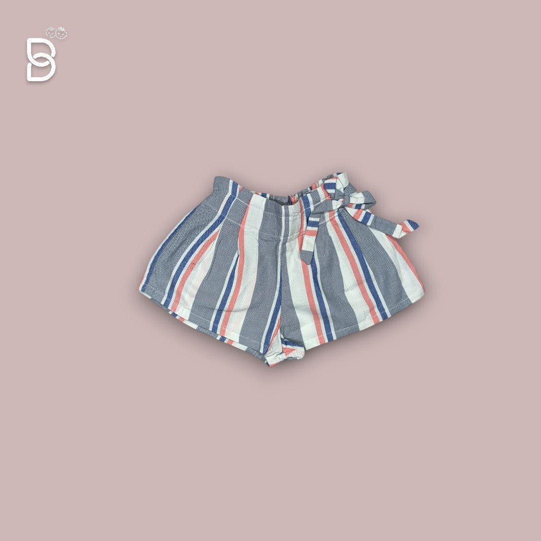 HALF SLEEVES T-SHIRT & STRIPED SHORTS SET WITH BEACH THEME - WHITE - OLLYPOP