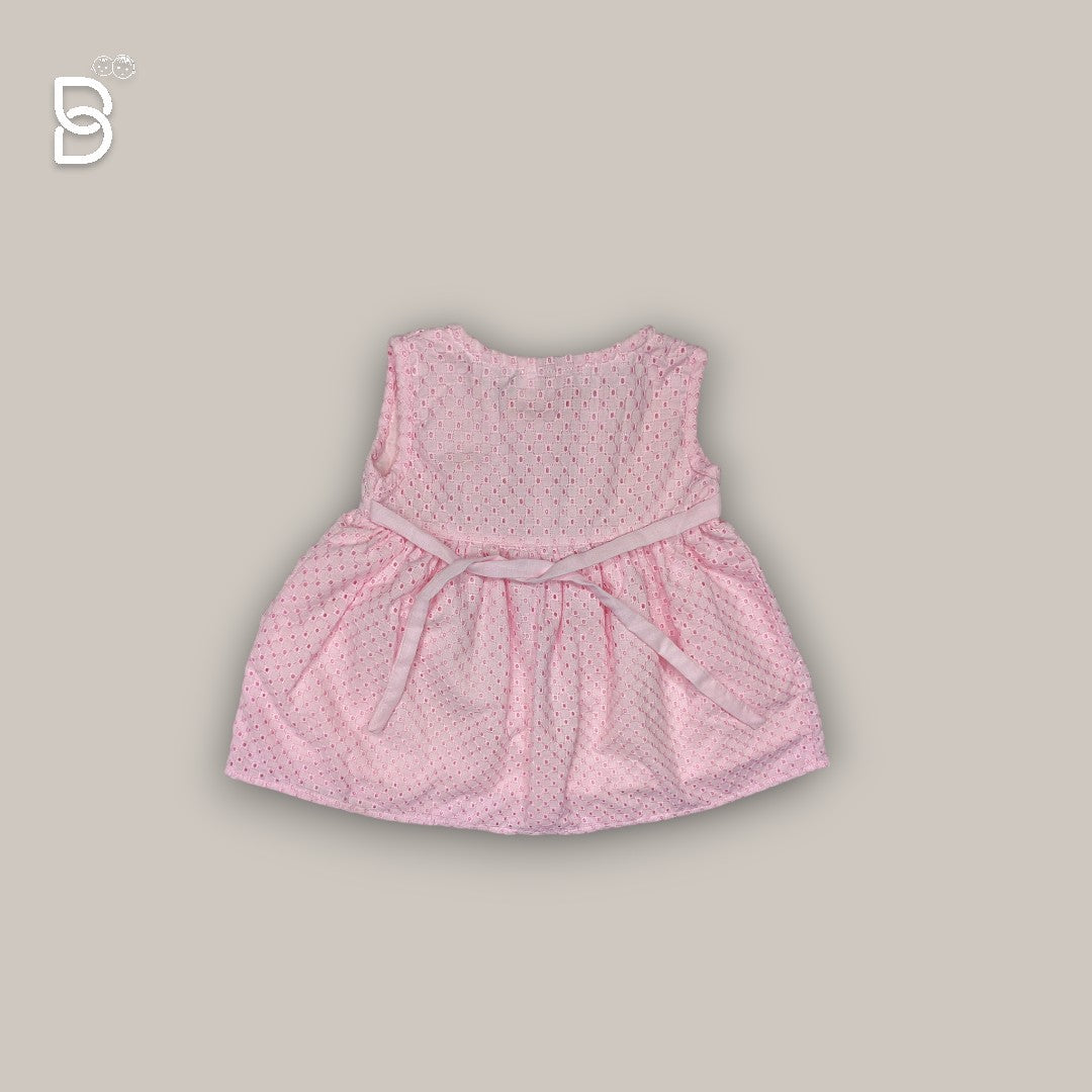 NEW BORN BABY GIRL COTTON FROCK (PINK COLOUR)