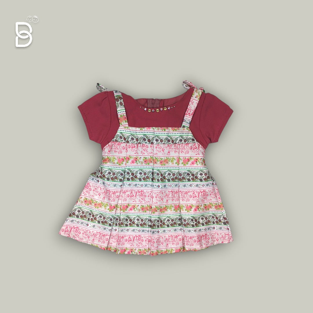 BABY GIRL COTTON FROCK MAROON COLOR