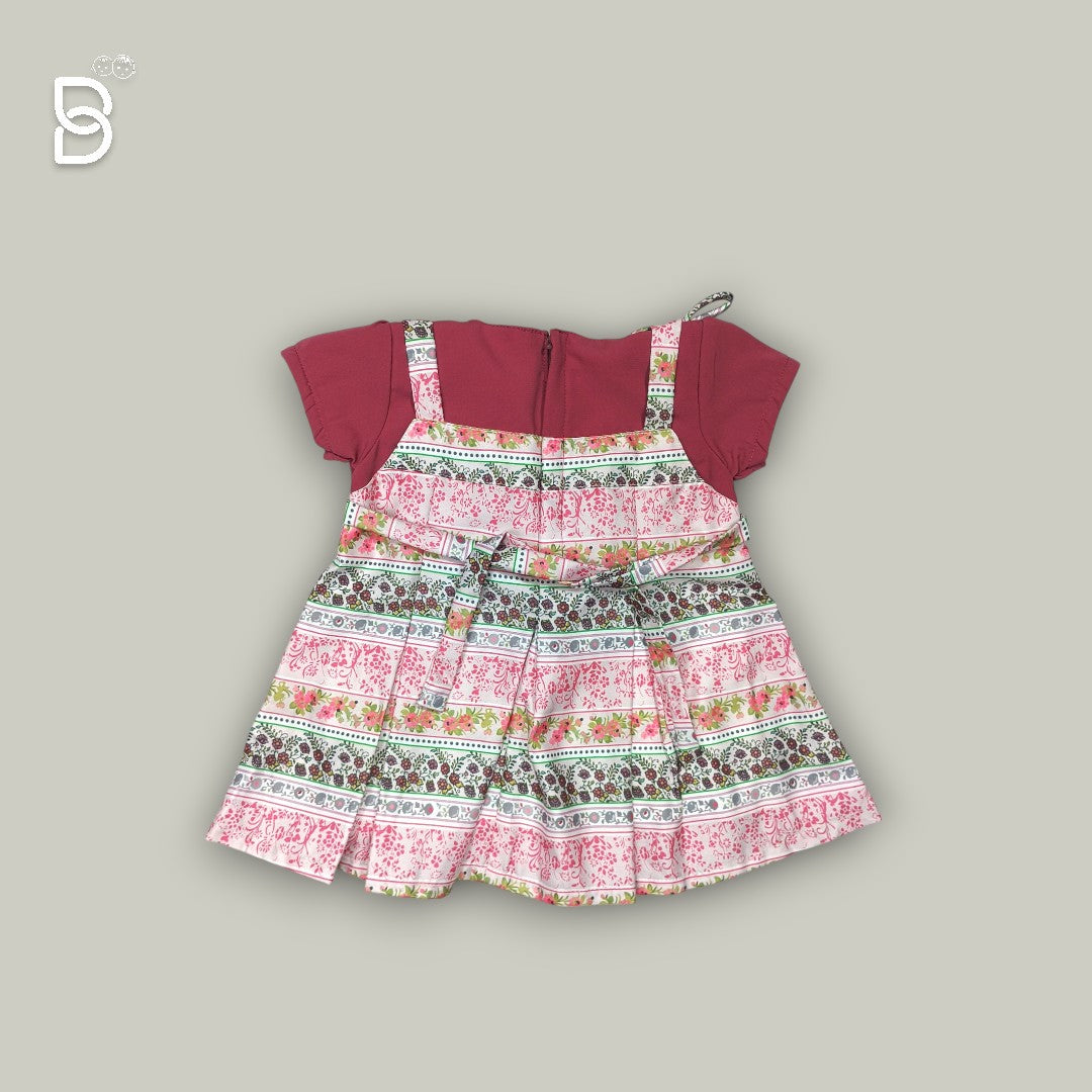 BABY GIRL COTTON FROCK MAROON COLOR