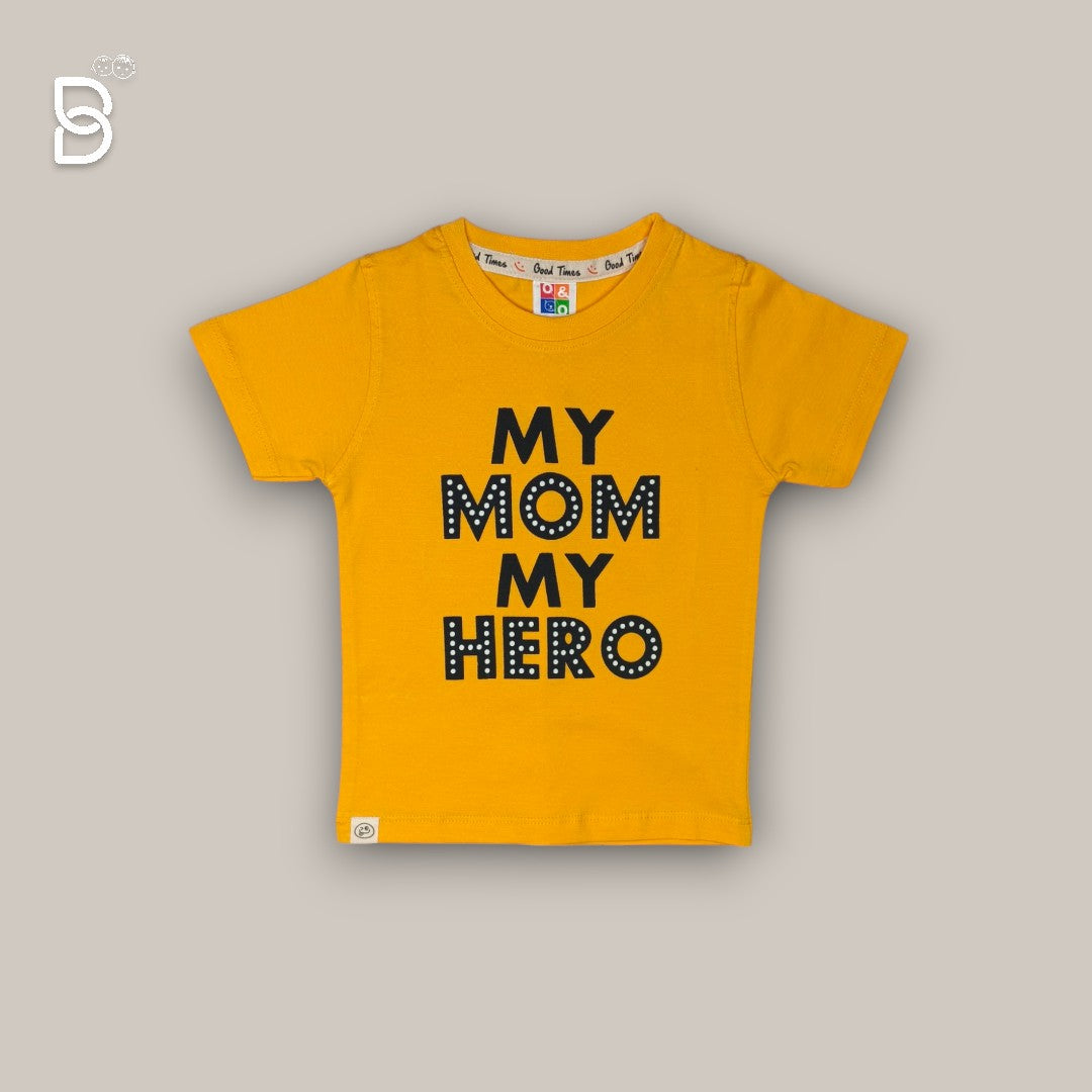 MY MOM MY HERO T-SHIRT & NICKER YELLOW