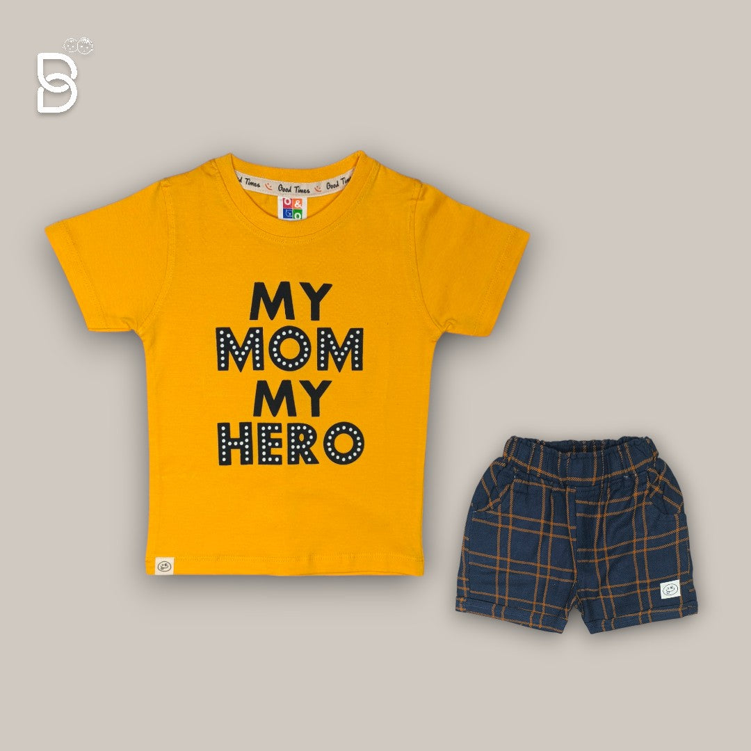 MY MOM MY HERO T-SHIRT & NICKER YELLOW