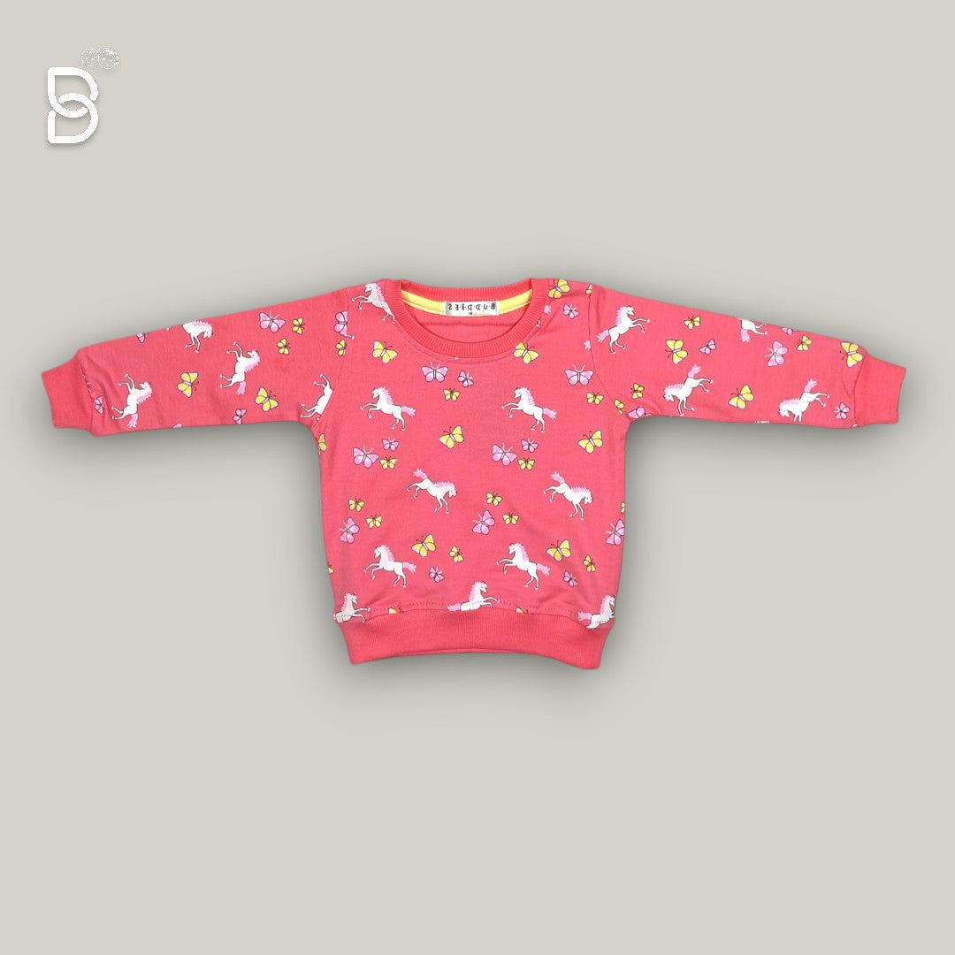 BABY GIRL PURE COTTON PRINTED T-SHIRT RED - BUDDIES