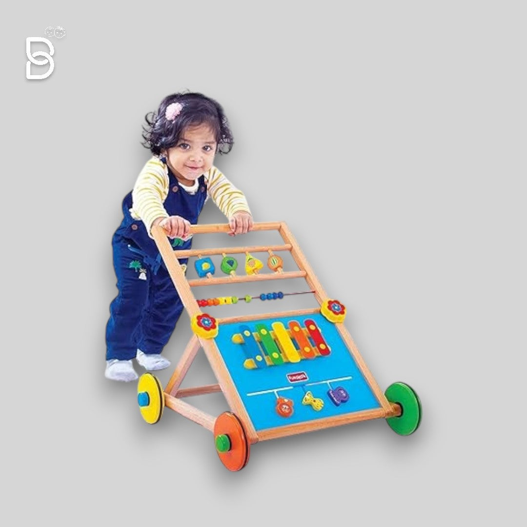 GIGGLES - ACTIVITY WALKER, WOODEN MUSICAL WALKER, DEVELOPS MOTOR SKILLS USING XYLOPHONE ANIMAL MAZE