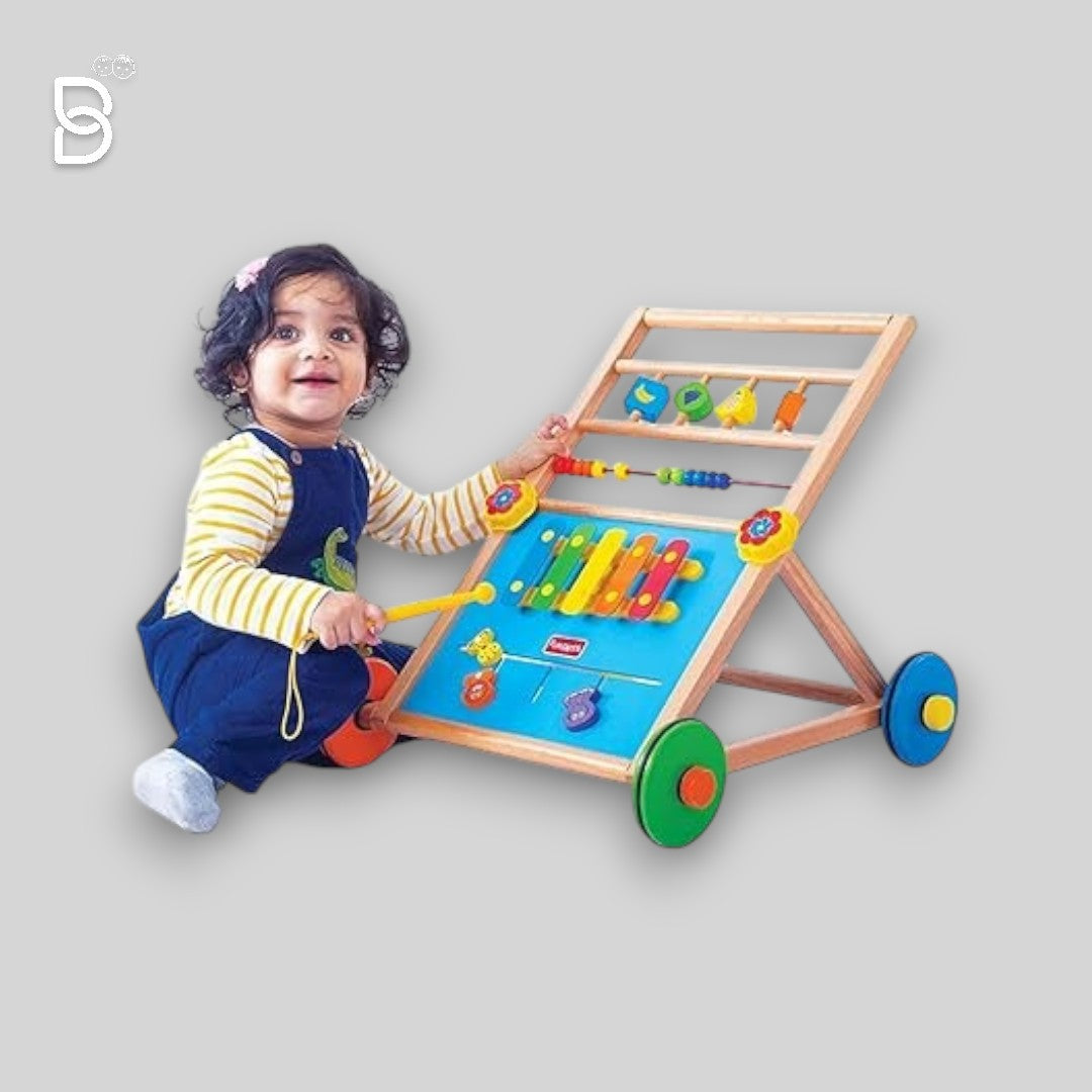 GIGGLES - ACTIVITY WALKER, WOODEN MUSICAL WALKER, DEVELOPS MOTOR SKILLS USING XYLOPHONE ANIMAL MAZE