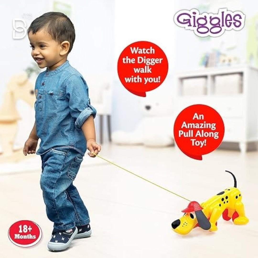 FUNSKOOL DIGGER THE DOG, PULL ALONG TOY, ENCOURAGES WALKING, FUNNY WALKING STYLE, PRESCHOOL TOYS - DIGGER THE DOG