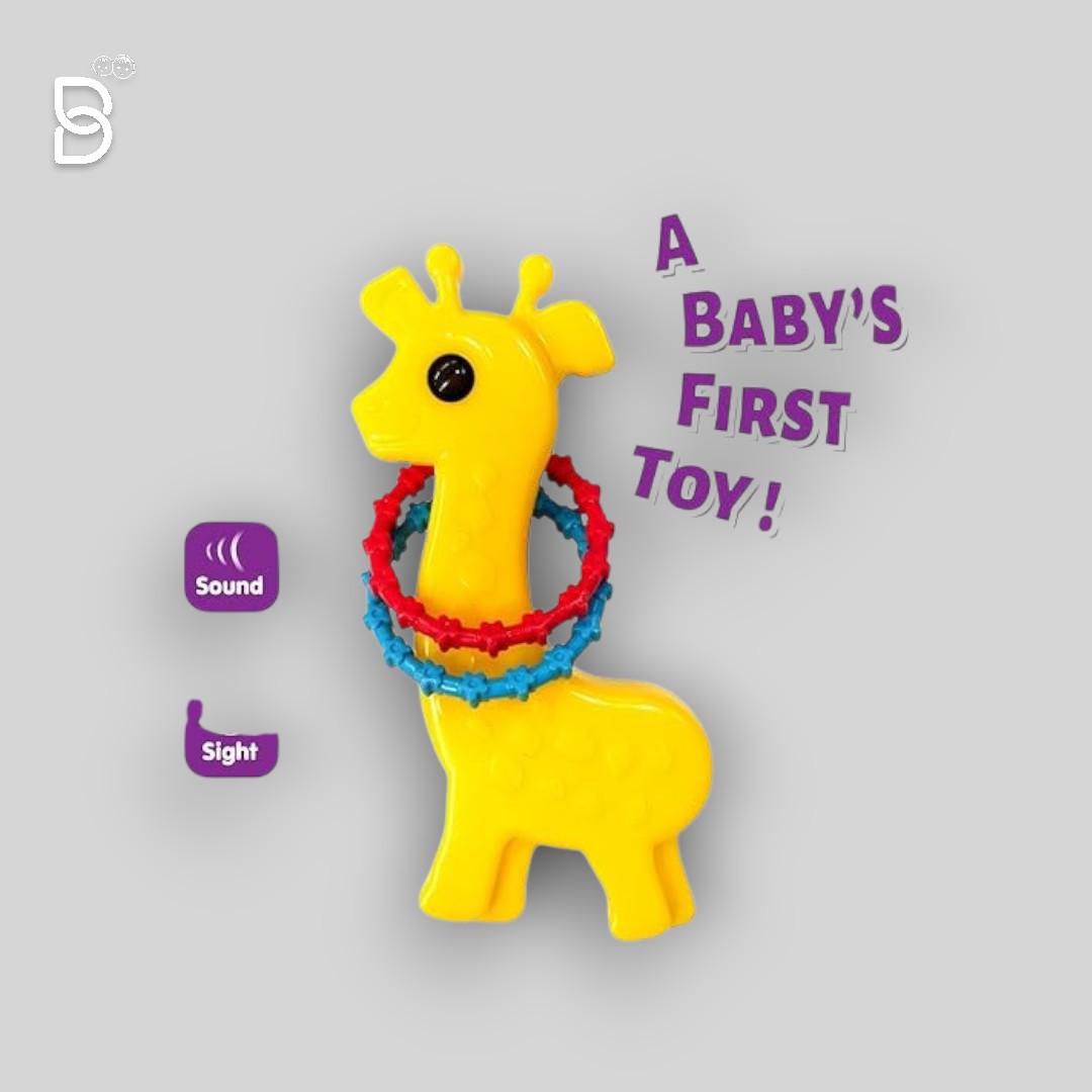 FUNSKOOL - BABY GIRAFFE RATTLE , COLOURFUL ANIMAL RATTLE FOR NEW BORN BABY, STIMULATES SENSES,RATTLING SOUND,