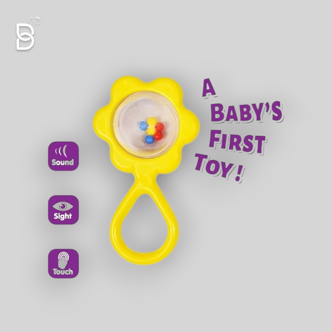 FUNSKOOL-SUNFLOWER RATTLE, COLOURFUL RATTLE FOR NEW BORN BABY, STIMULATES SENSES, RATTLING SOUND