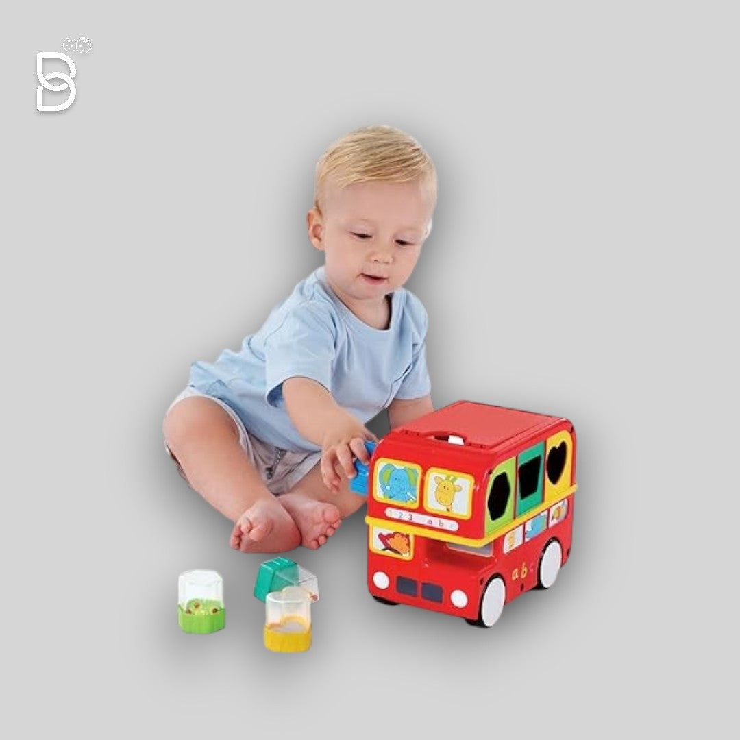 FUNSKOOL, SHAPE SORTING BUS, EDUCATIONAL TOY WITH BLOCKS, FEATURES SHAPES, FREE WHEELING, PRESCHOOL TOYS