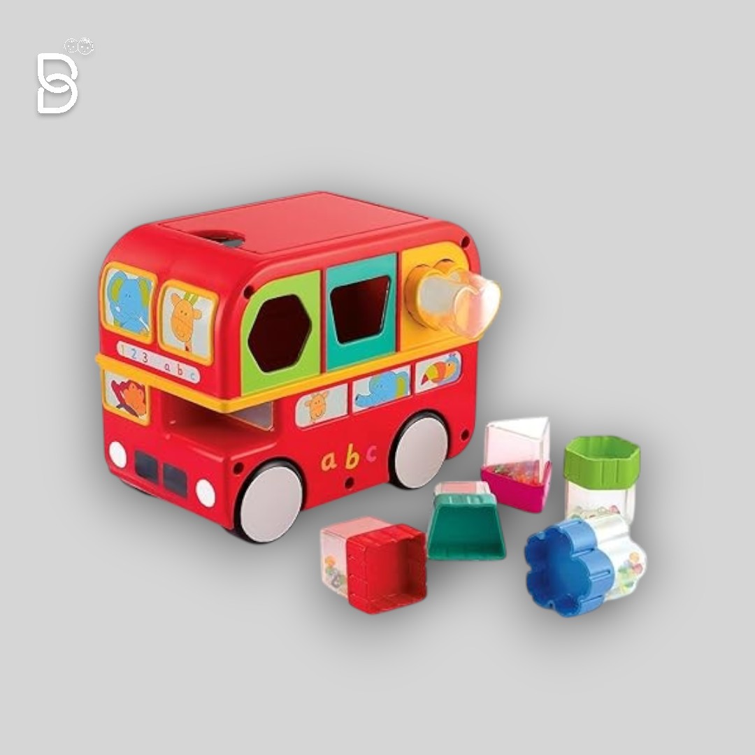 FUNSKOOL, SHAPE SORTING BUS, EDUCATIONAL TOY WITH BLOCKS, FEATURES SHAPES, FREE WHEELING, PRESCHOOL TOYS