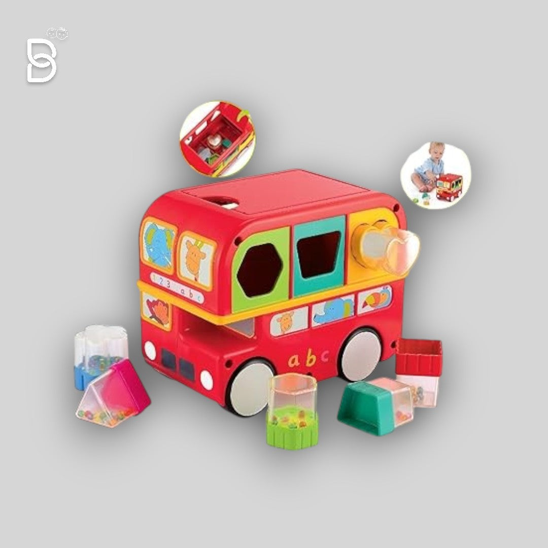 FUNSKOOL, SHAPE SORTING BUS, EDUCATIONAL TOY WITH BLOCKS, FEATURES SHAPES, FREE WHEELING, PRESCHOOL TOYS