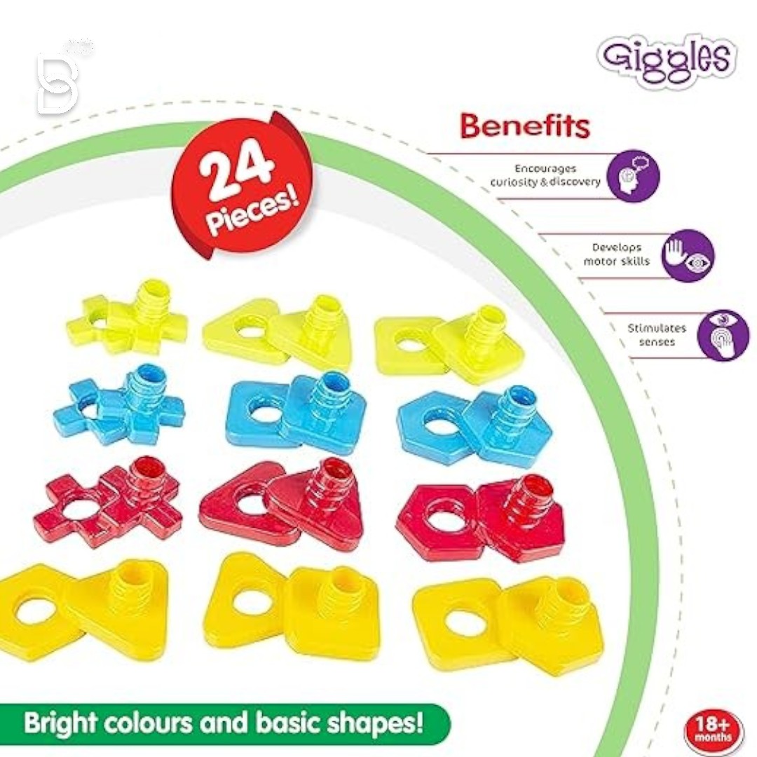 FUNSKOOL - NUTS AND BOLTS, INTERLOCKING EDUCATIONAL BLOCKS, SHAPE & COLOURS
